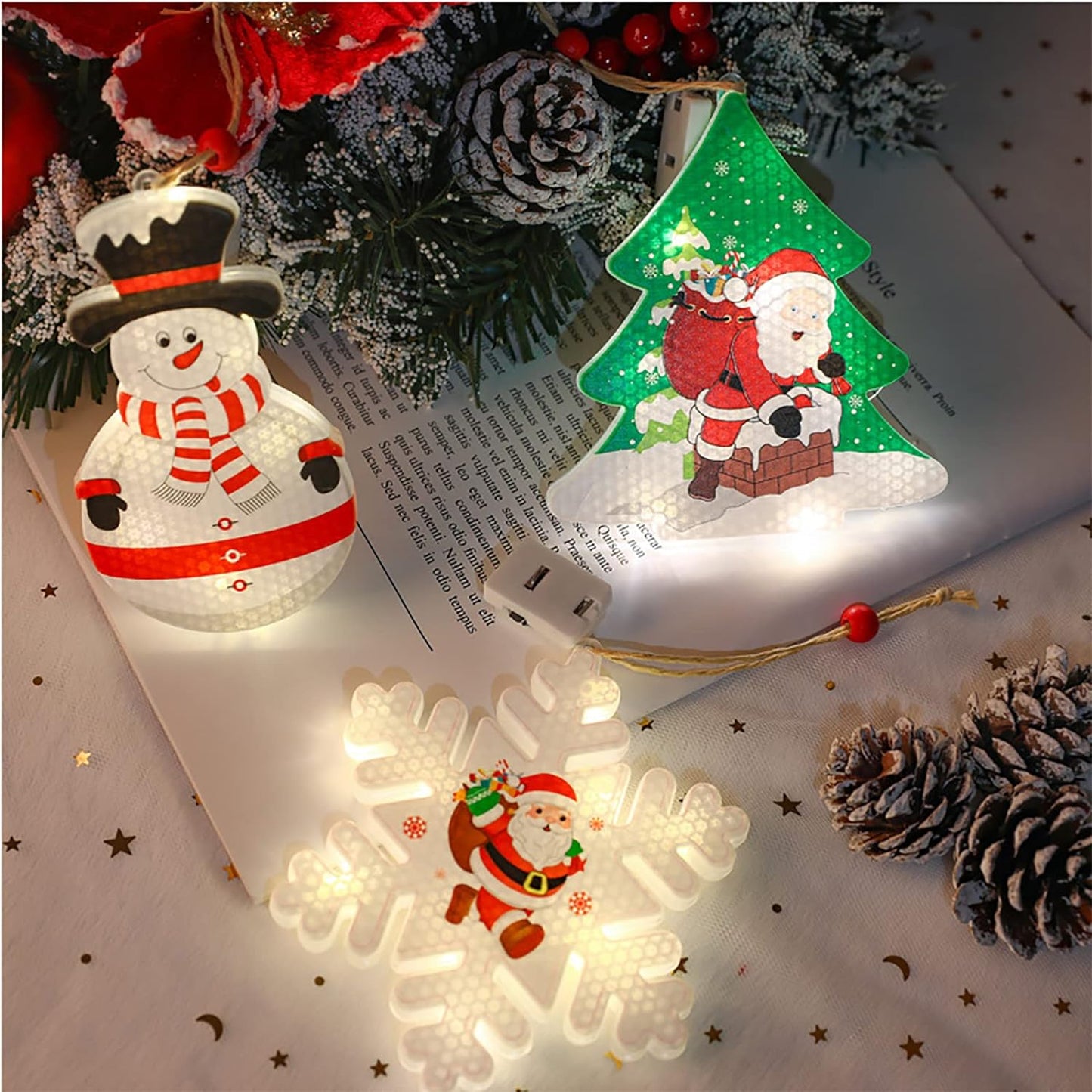 LUCES CON MOTIVOS DE NAVIDAD 6 UNIDADES