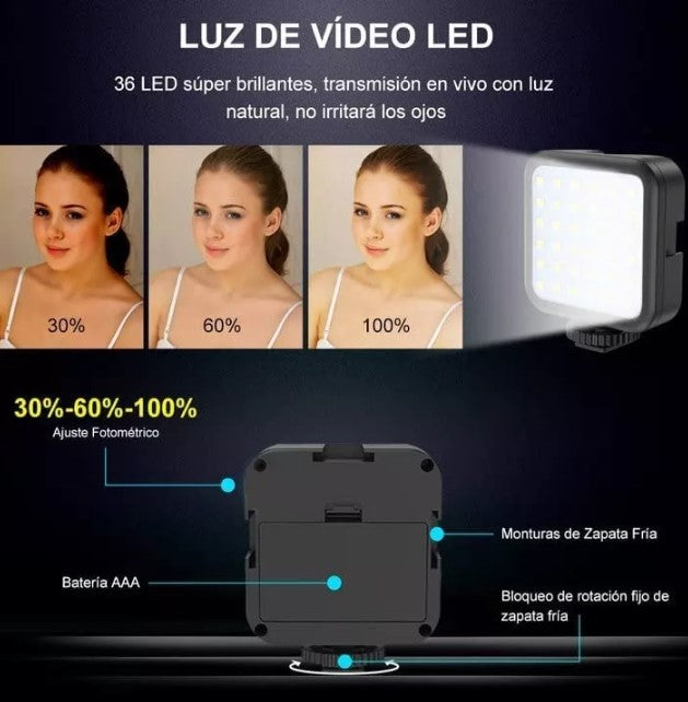 TRIPODE DE CELULAR CON LUZ Y MICROCROFONO