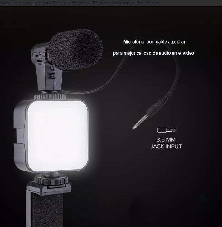 TRIPODE DE CELULAR CON LUZ Y MICROCROFONO