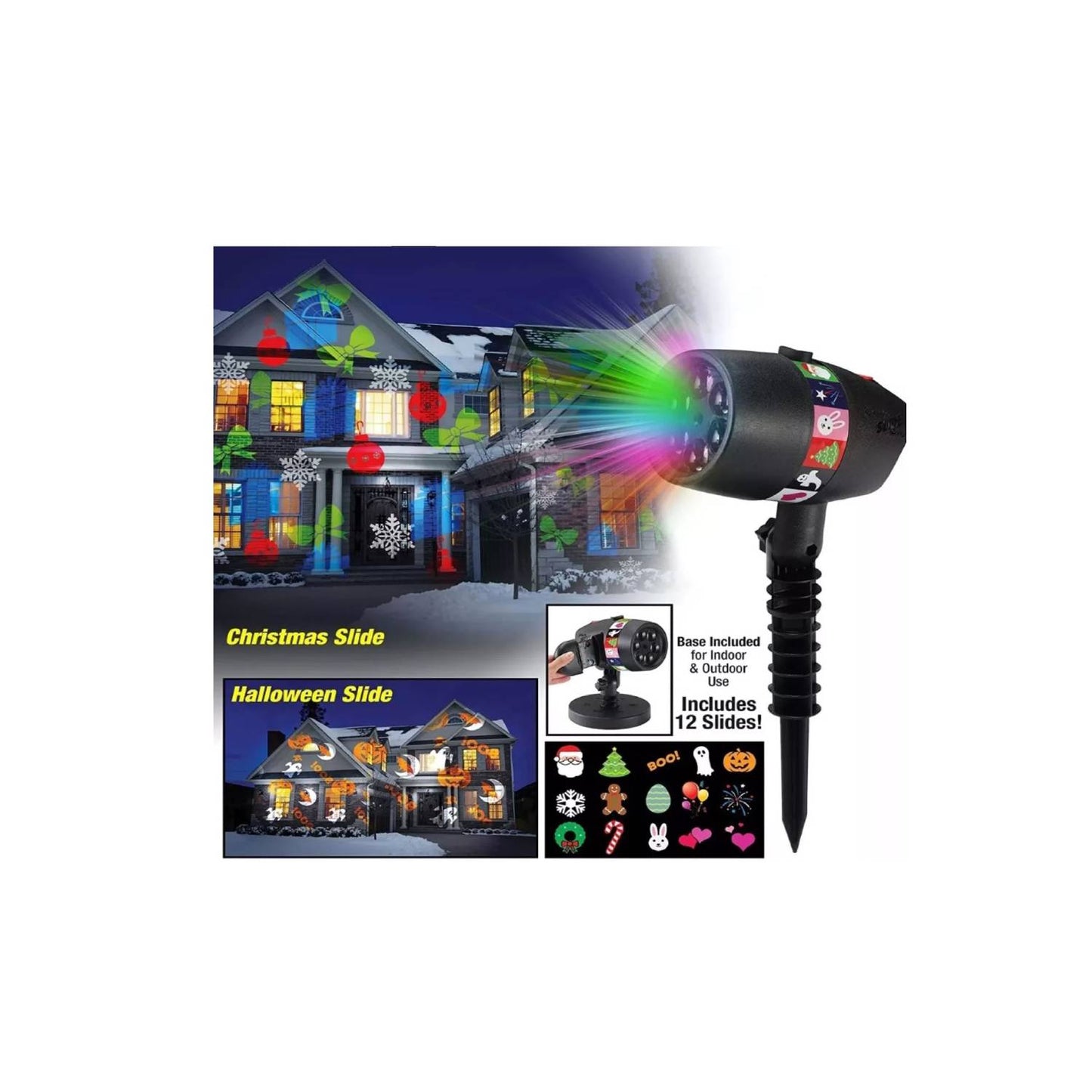 Luces Led Proyector 12 Tarjetas Navidad