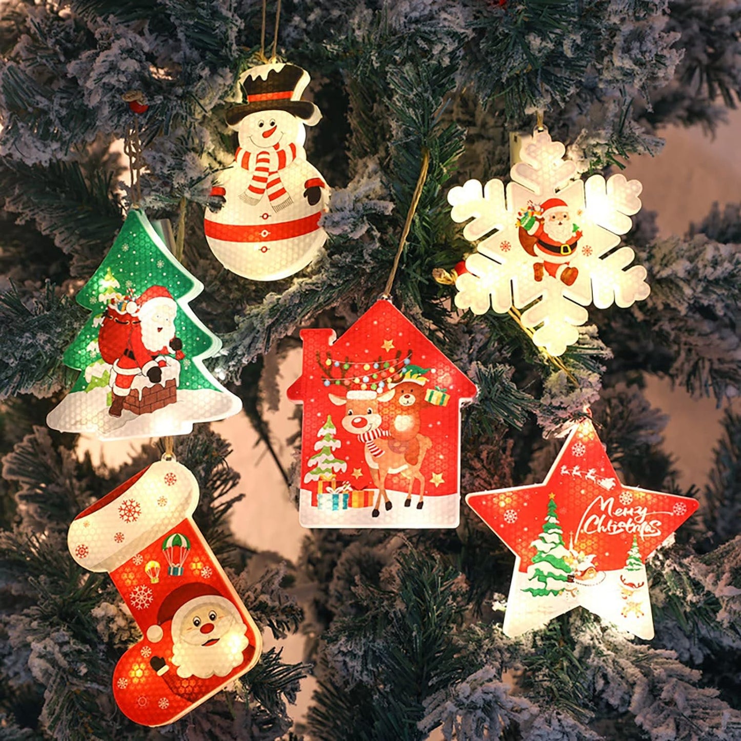 LUCES CON MOTIVOS DE NAVIDAD 6 UNIDADES