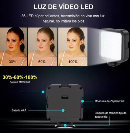 TRIPODE DE CELULAR CON LUZ Y MICROCROFONO