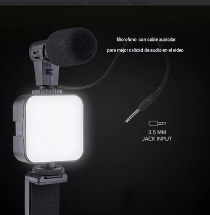 TRIPODE DE CELULAR CON LUZ Y MICROCROFONO