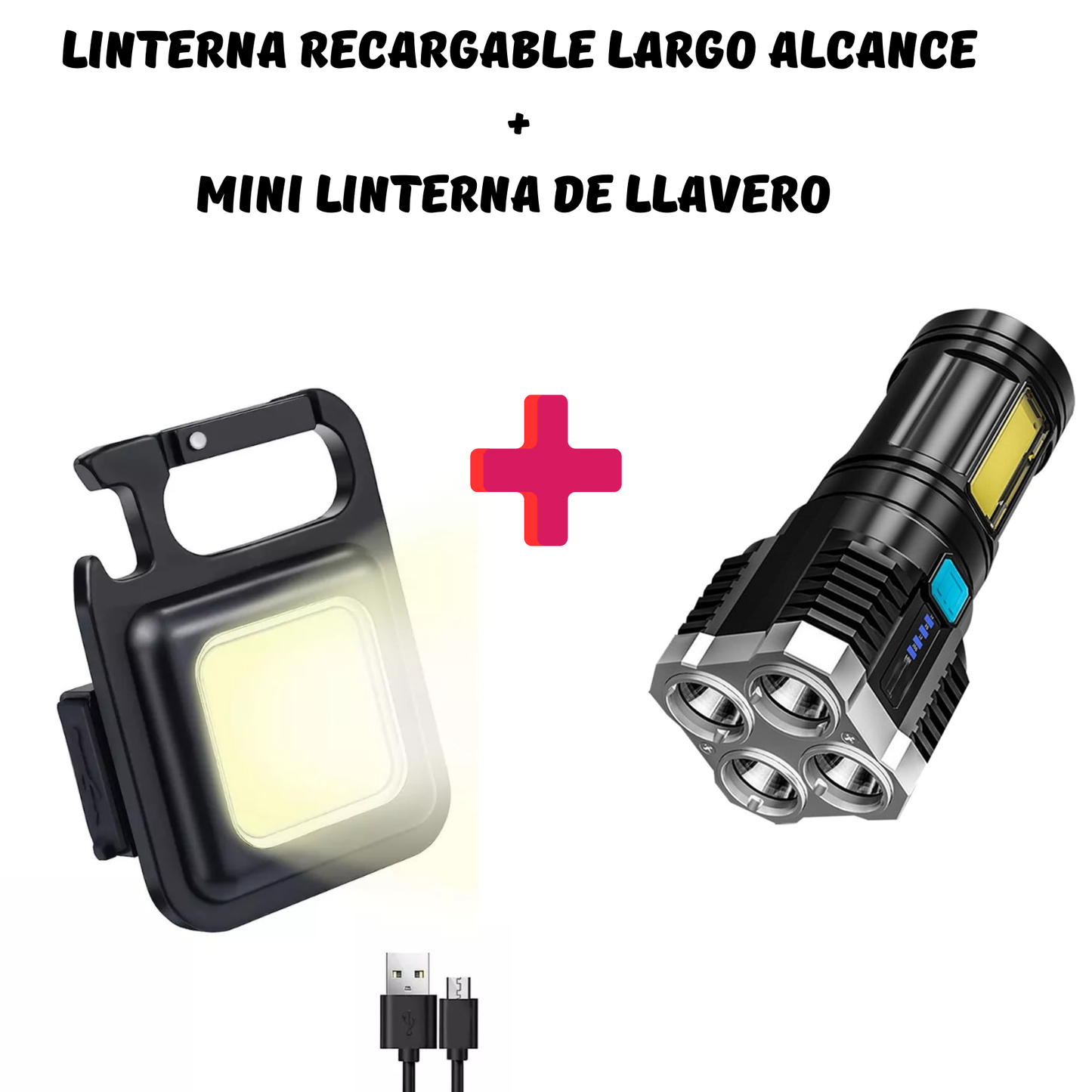 Linterna Recargable + Linterna Llavero