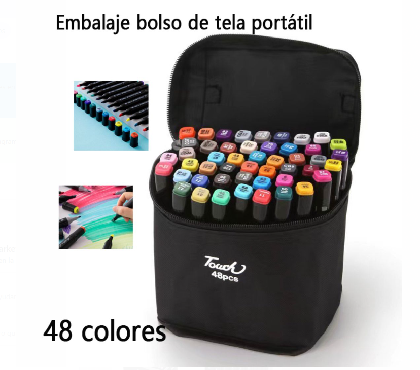 SET 48 MARCADORES BOLSO TELA PORTATIL