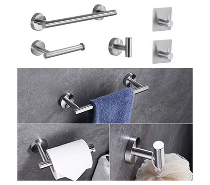 SET DE 5 ACCESORIOS DE BAÑO ACERO INOXIDABLE